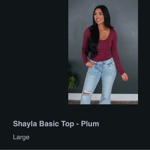 Long sleeve soft top plum